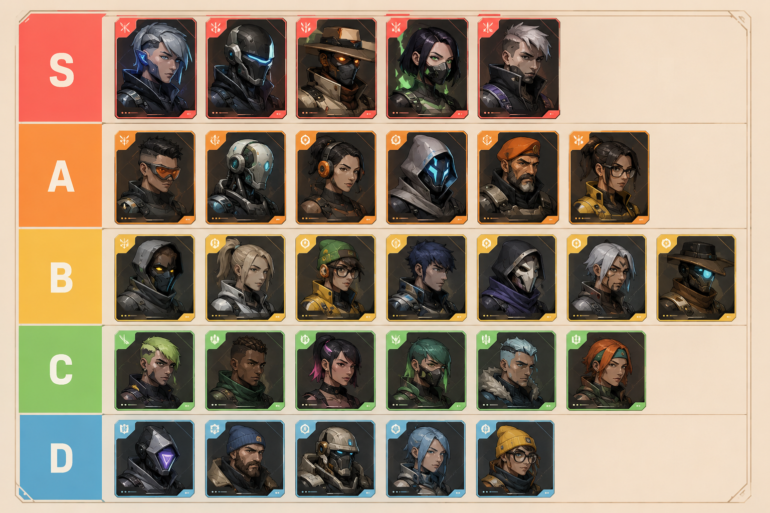 Ein persönliches Agenten-Ranking, erstellt mit dem zzz tier list maker