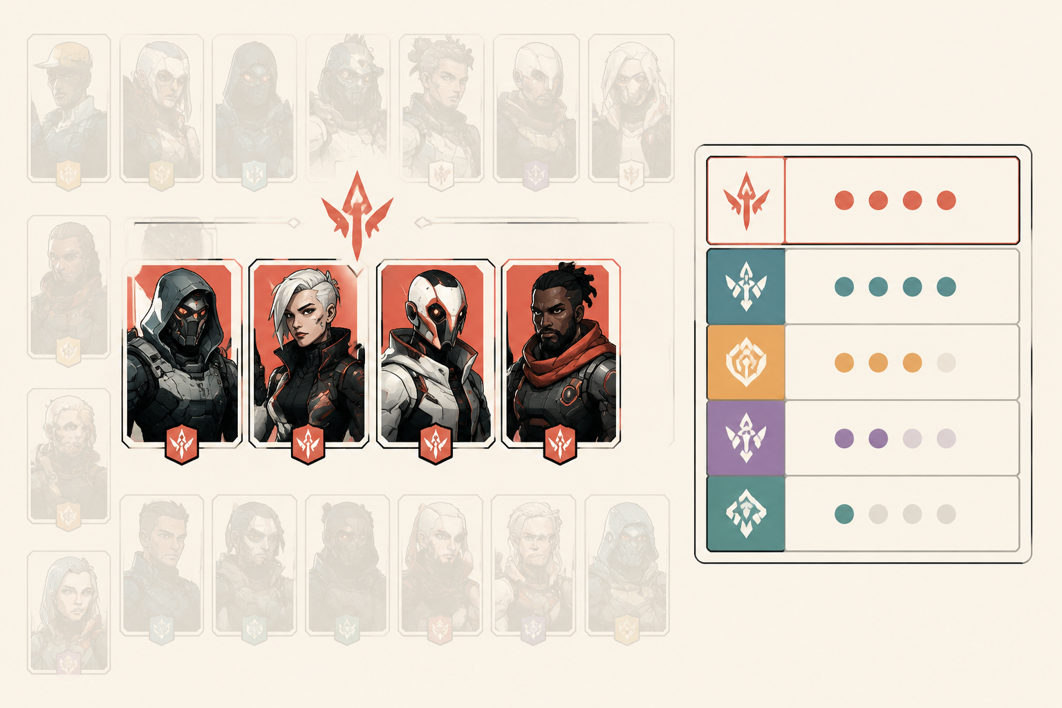 Gefilterte Fraktions-Portraits für den Vergleich im zzz tier list maker